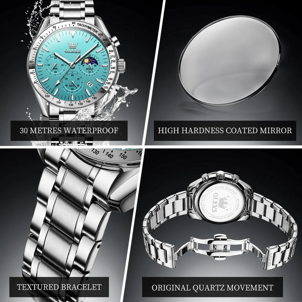 Stainless Steel Waterproof Quartz Wristwatch