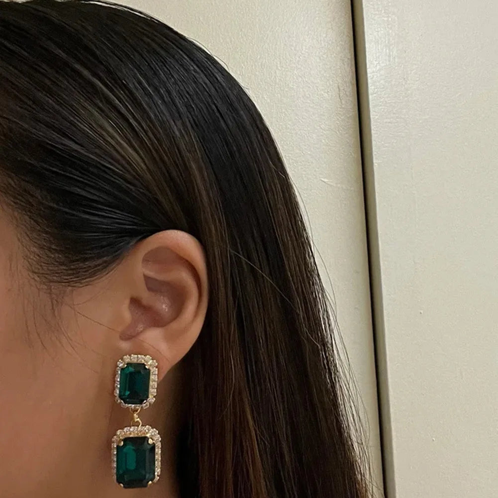 Red Crystal Dangle Earrings