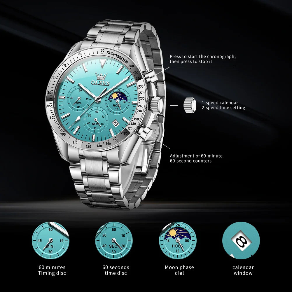 Stainless Steel Waterproof Quartz Wristwatch