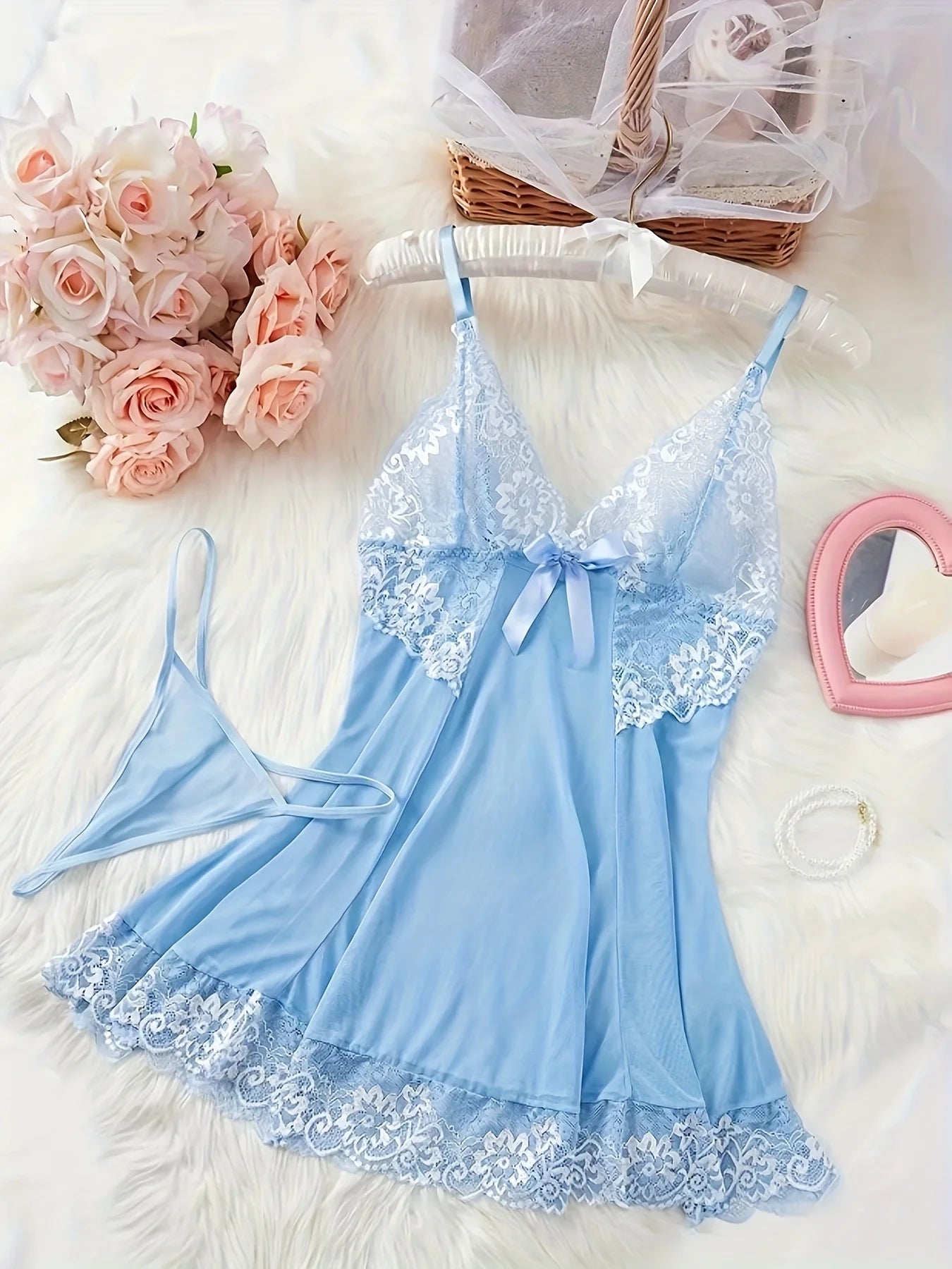 Elegant Sheer V Neck Lingerie Dress