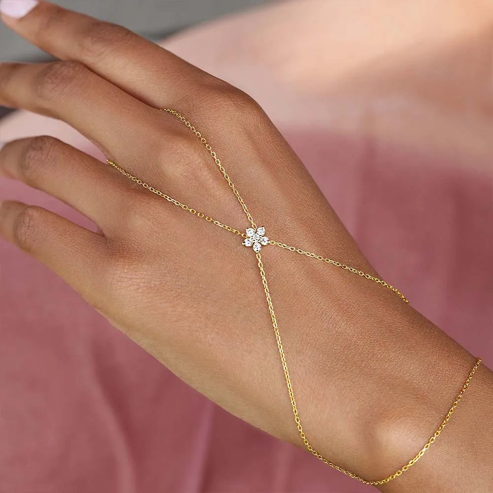 Adjustable Hand Chain Ring Bracelet