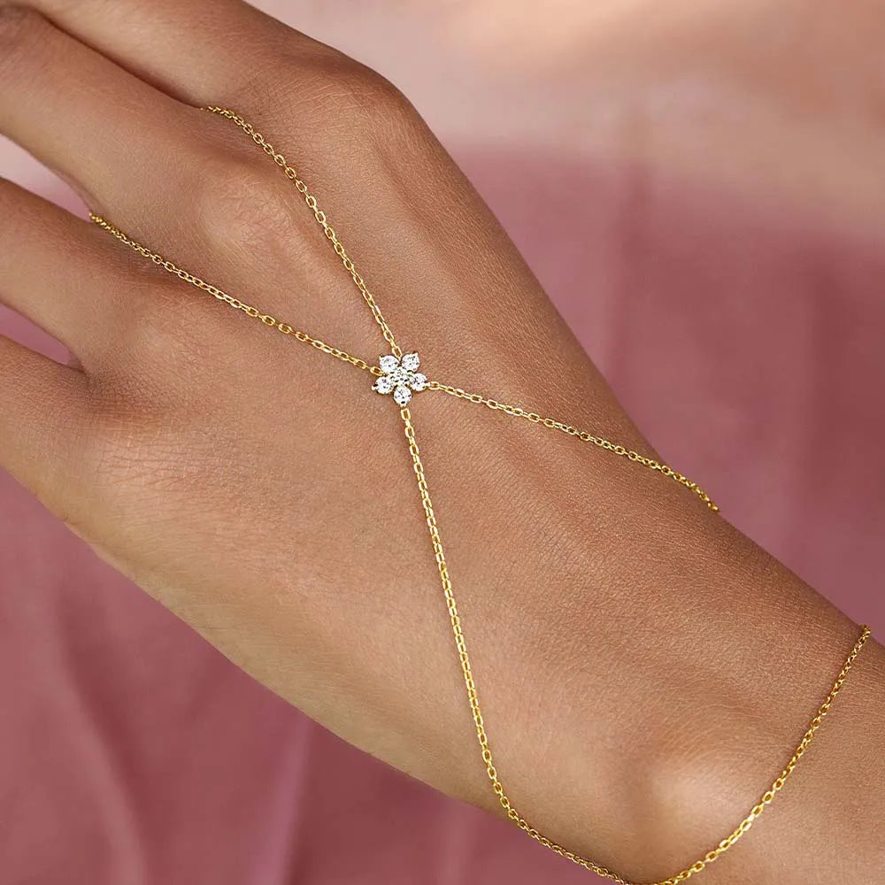 Adjustable Hand Chain Ring Bracelet
