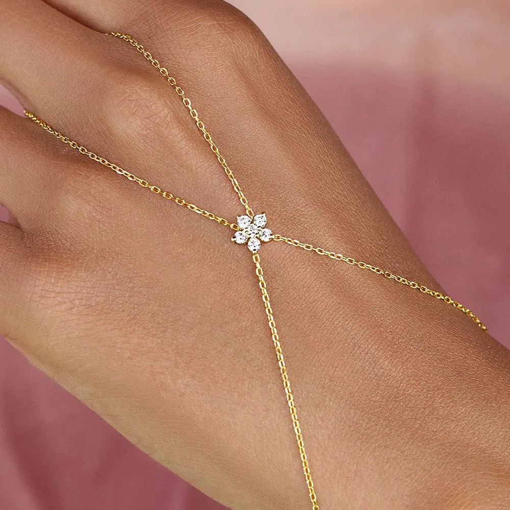Adjustable Hand Chain Ring Bracelet